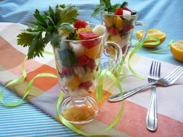 Salad with celery and cucumber