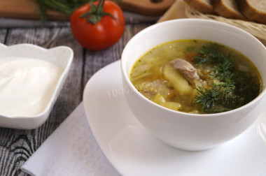 Fresh cabbage soup with turkey