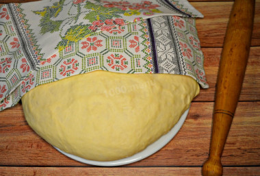 Dough for pies in a frying pan on water