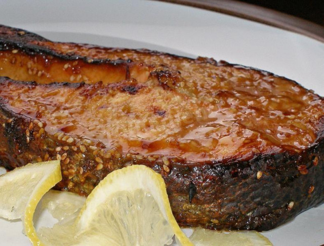 Sesame salmon with honey