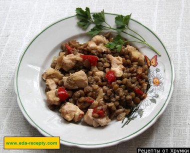 Lentils with chicken fillet