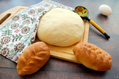 Dough with dry yeast in milk on pies