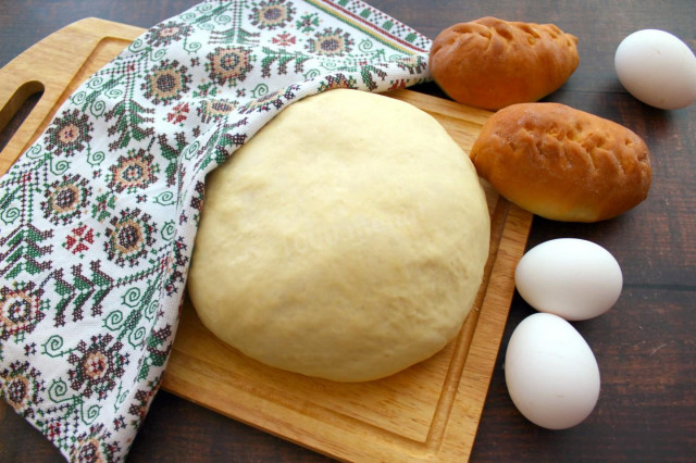 Dough with dry yeast in milk on pies