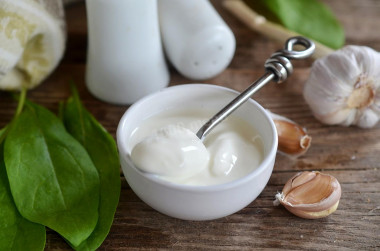 Homemade mustard mayonnaise with a classic blender