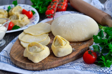 Classic dough for manti with egg is soft