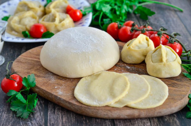 Classic dough for manti with egg is soft