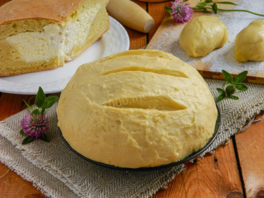 Unleavened dough for pies and pies in the oven on kefir