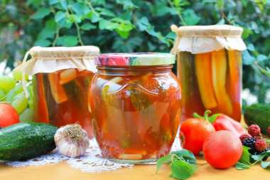 Cucumbers in tomato sauce for winter