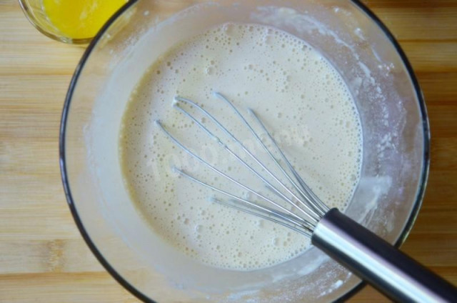 Liquid dough for pancakes with milk