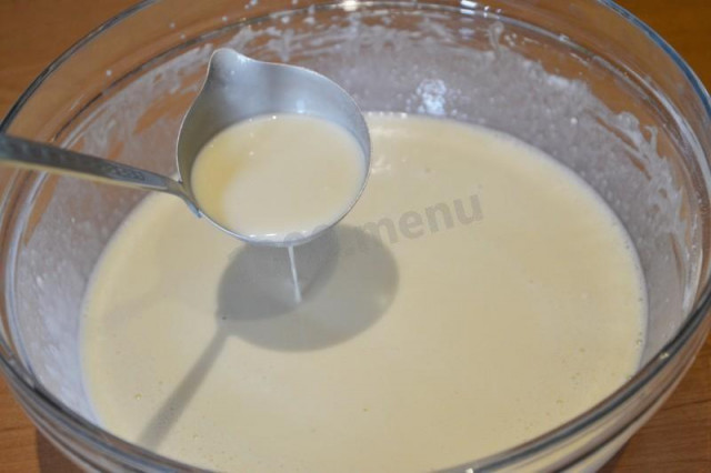 Pancake batter with milk filling