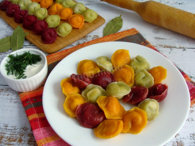 Homemade colored dough dumplings for children