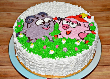 Children's cake Smeshariki made of cream