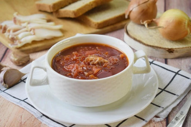 Kuban borscht in meat broth