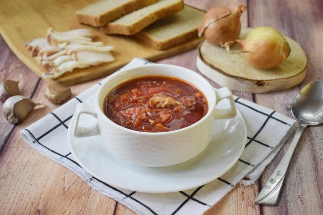 Kuban borscht in meat broth