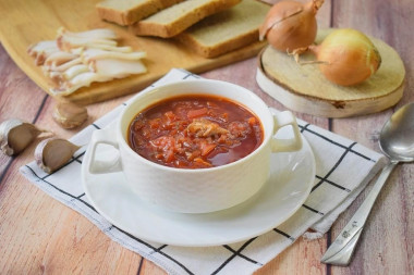 Kuban borscht in meat broth