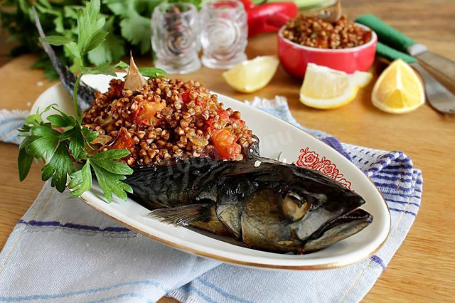 Buckwheat with fish in the oven