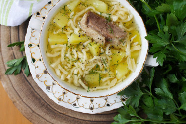 Goose soup with noodles