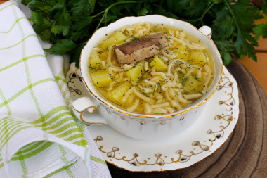 Goose soup with noodles