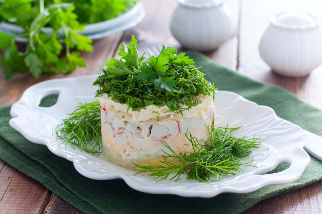 Tender salad with crab sticks