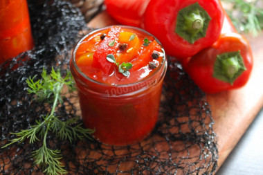 Bell pepper lecho with tomato paste for winter