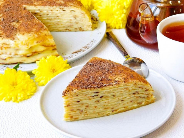 Pancake cake with custard