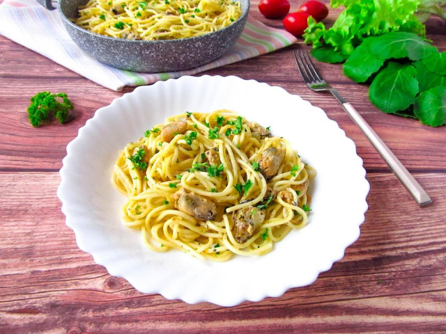 Spaghetti with mussels