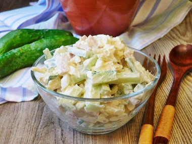 Tenderness salad with ham and cucumber