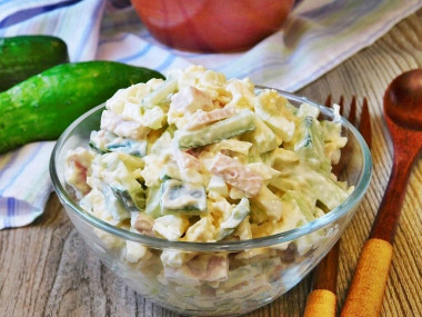 Tenderness salad with ham and cucumber