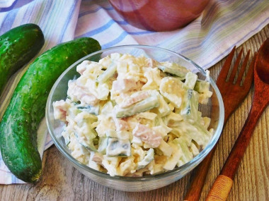 Tenderness salad with ham and cucumber