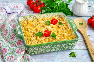 Pasta with cream in the oven