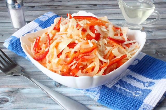 Cabbage salad with bell pepper, carrots and vinegar PP