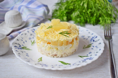 Salad with canned pineapple and chicken