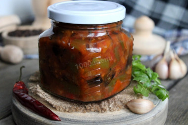 Eggplant for winter with bell pepper and garlic