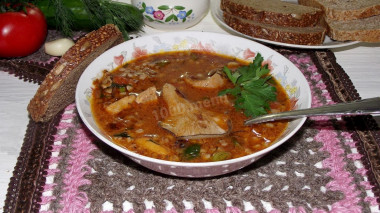 Buckwheat soup with mushrooms