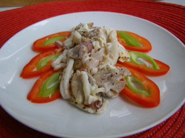 Salad with squid and mushrooms