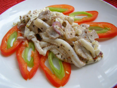 Salad with squid and mushrooms