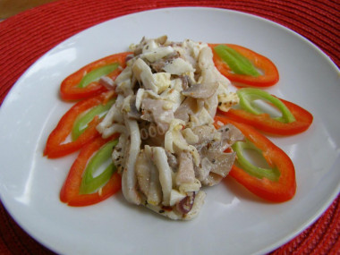 Salad with squid and mushrooms