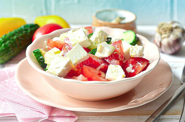 Salad with feta cheese and tomatoes