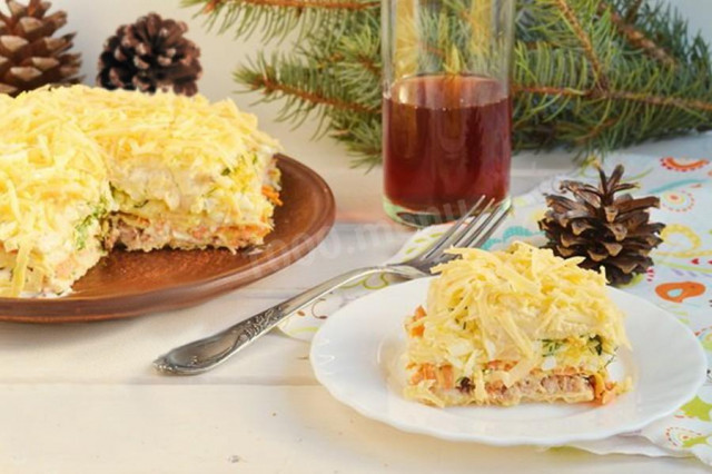 Salad with waffle cakes