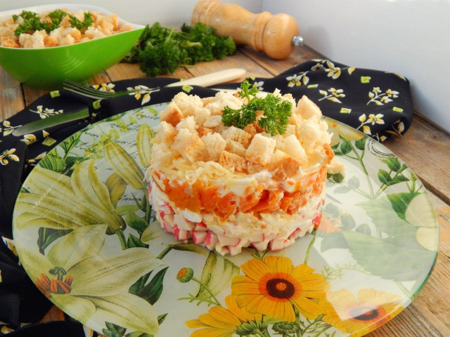 Royal salad with crab sticks