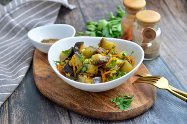 Eggplant with carrots in Korean