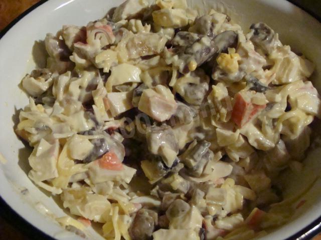 Tenderness salad with mushrooms