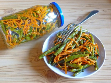 Korean string bean salad with carrots and vinegar