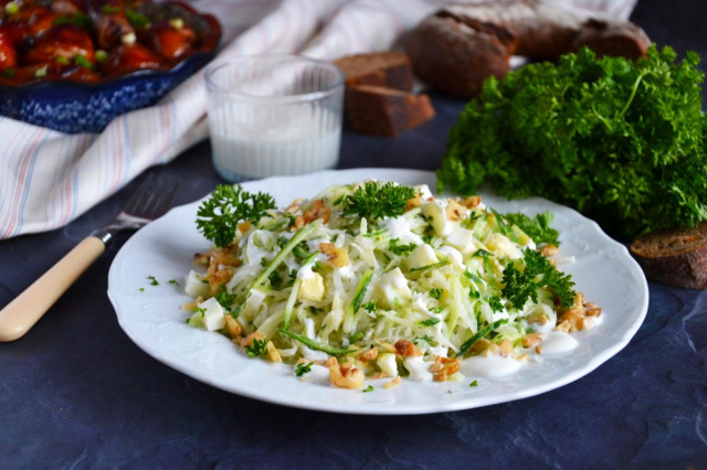 Daikon salad with cucumber, egg and yogurt