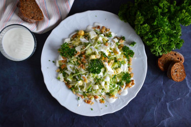 Daikon salad with cucumber, egg and yogurt