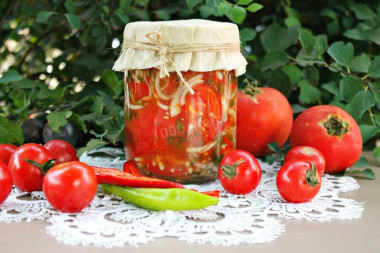 Mother-in-law's tongue salad with tomatoes for winter