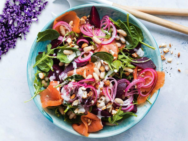 Salad with smoked red fish