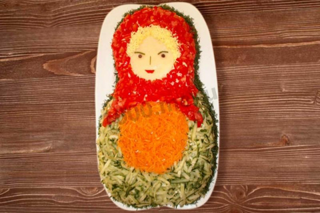 Matryoshka salad with Korean carrots