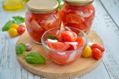 Tomato salad without sterilization for winter