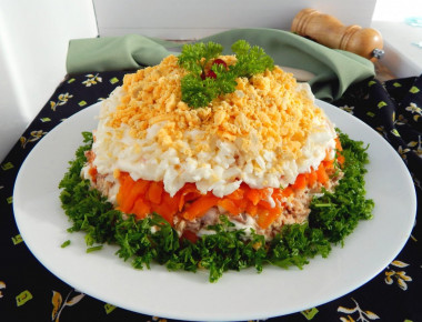 Mimosa salad with red fish layers